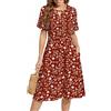 Zeagoo Abito estivo da donna, elegante, a maniche corte, scollo rotondo, linea ad A, con tasche, taglie S-XXL