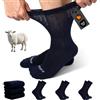 ZFSOCK Calze Diabetici Uomo Donna: Lana Bamboo Senza Elastico 3 Paia | Bordo Morbido Anti-Pressione, Punta Senza Cuciture Anti-Vesciche, Suola Ammortizzata in Spugna, Caviglie Gonfie