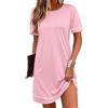 Aseniza Camicia da notte da donna, a maniche corte, in cotone, estiva, lunghezza al ginocchio, con bordatura a contrasto, da donna, comoda e traspirante