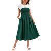 Wenrine Abito estivo da donna, a maniche corte, lungo, linea A, casual, maxi abito con tasche