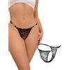 ohmydear Perizoma Donna Seducente a Filo Slip Donna Pizzo Tanga Donna Microfibra in Pizzo Slip Brasiliana Sexy con Cavallo Cotone Tanga Sexydonna Hot Vita Bassa T Back String