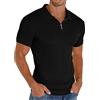 PrinStory Polo da uomo, a maniche corte, con chiusura lampo, per il tempo libero, elasticizzata, slim fit