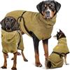 Rudelkönig Accappatoio per Cani in Cotone 100% - Asciugamano Cane | Cappotto asciugante per cani di tutte le taglie - spugna morbida, cinghie regolabili, bordi neri