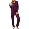 Uniexcosm Pigiama Lungo da Donna in Cotone Invernale Pigiami Due Pezzi da Donna con Tasche