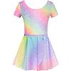 Arshiner Body da Balletto in Due Pezzi per Ragazze Vestito da Balletto Manica Corta Abbigliamento da Balletto per Bambini Body da Balletto in Cotone con Gonna tutù 3-11 Anni