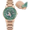 Citizen Eco-Drive - Orologio da donna con cristalli sfaccettati e spilla, edizione speciale, motivo: Principessa Disney, Ariel, Making Waves My Way, orologio in acciaio inox dorato, quadrante verde