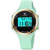 aswan watch Orologio Digitale Donna, Sveglia, Cronometro, LED, Calendario | Display notturno con luce LED, calendario, formato 12/24 ore e cinturino in silicone; modello sportivo leggero.
