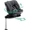 Bebeconfort RevolveFix Max 360 i-Size con SLIDETECH®, Element Graphite | 0-12 Anni (40-150 cm), Seggiolino Auto ISOFIX 360 & SLIDETECH, Installazione con Gamba di Supporto, 14 Posizioni Poggiatesta
