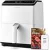Cosori Friggitrice ad Aria Dual Blaze 6,4 Litri, Wifi, 11 Funzioni, Bianco | 1700W, 360° Thermo IQ Tecnologia, Libro & APP Ricette, 1,8 kg di patatine, 2,5 kg di pollo intero, Lavabile in Lavastoviglie