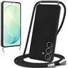 Knrlqim Cover per Samsung Galaxy S26 FE con Cordino Custodia con Laccio Collana Tracolla Collo Corda Regolabile Liquido Silicone Antiurto AntiGraffio Protettiva Case per Samsung S26 FE,Nero
