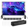 Teodute 120 Pollici Portatile Seta di Latte Schermo Proiettore, 16:9 con Treppiede, 4 Strati, Lavabile, Proiezione HD 4K/3D, Pieghevole, Antivento, Telo Proiettore per Home Theater Giardino