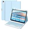 EasyAcc Cover con Tastiera Compatibile con iPad 11 (A16)/10 generazione con tastiera 11/10,9 pollici 2025/2022, magnetica rimovibile con portapenne, tastiera spagnola, blu