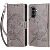 KENHONER Custodia per Samsung Galaxy S26 FE 5G Cover, Grigio Farfalla | Portafoglio in Pelle PU Retro, Antiurto Flip, Slot per Schede, Funzione Stand, Chiusura Magnetica