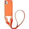 Emlivi Cover compatibile con iPhone 11, collana per custodia collane per cellulare sottile antiurto regolabile cordino in silicone con cordino in TPU Bumper Cover per iPhone 11(6.1) - arancione