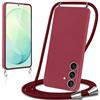 Knrlqim Cover per Samsung Galaxy S26 FE con Cordino Custodia con Laccio Collana Tracolla Collo Corda Regolabile Liquido Silicone Antiurto AntiGraffio Protettiva Case per Samsung S26 FE,Vino Rosso