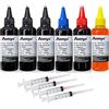 Aomya Kit di ricarica inchiostro 6 x 100 ml, per HP 60, 61, 63, 64, 65, 902, 932, 952, 564 4500, 4520, 5643, ricaricabile (3 nero, 1 ciano, 1 Magenta 1 giallo