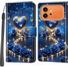 PHINIENLAND Cover per Honor 600/600 Pro custodia portafoglio Cuore | 3 scomparti carte, 1 tasca banconote, Chiusura magnetica, Supporto, Pelle PU flip cover per Honor 600