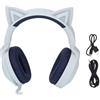 lvifloae Cuffie Cat Ear con luci LED Wireless Bluetooth 5.4 e cablato 3.5mm AUX Cuffie da gioco pieghevoli con microfono e controllo volume per bambini Adolescenti Adulti (Blu)