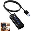 Vomtaric Hub USB 3.0 a 4 porte con cavo 1,2 m, splitter USB 5 Gbps con alimentazione USB C 5 V, adattatore Multi USB per PC portatile tastiera mouse hard disk, estensione ad alta velocità