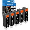 NINETEC PGI-580XXL Inchiostro Multipack Nero Compatibile con Canon Pixma 580 XXL TS705a TS705 TS6150 TS6350a TS6351a TS8350a TS9550 TS6300 TR7550 TR8500 TR8550 Confezione da 5