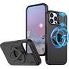 BEENTRYS Cover Magnetica per iPhone 12 Pro Max/iPhone 13 Pro Max,Compatibile con MagSafe Fotocamera Scorrevole Protezione Anello Supporto Grado Militare Antiurto Antigraffio Protettiva Custodia-Nero