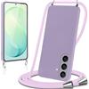 Knrlqim Cover per Samsung Galaxy S26 FE con Cordino Custodia con Laccio Collana Tracolla Collo Corda Regolabile Liquido Silicone Antiurto AntiGraffio Protettiva Case per Samsung S26 FE,Viola Lilla