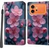 PHINIENLAND Cover per Honor 600/600 Pro custodia portafoglio Fiori | 3 scomparti carte, 1 tasca banconote, Chiusura magnetica, Supporto, Pelle PU flip cover per Honor 600