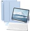 GKABXY Custodia con Tastiera per iPad (A16) 10/11 Generazione, 10,9/11 Pollici, (2022/2025), Morbida Custodia Posteriore TPU con Supporto per Penna, Tastiera Bluetooth Magnetica Rimovibile