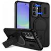 YXINDAFU Cover per Samsung Galaxy A55 5G,Nero | con protezione fotocamera cursore scorrevole,supporto Pieghevole magnetica,Custodia Ultra sottile Antiurto TPU Silicone Case