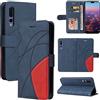 Ttianfa Cover per Huawei P20 pro Custodia Flip Cover a Libro [3 Slot per Carte +1 Portafoglio] [Chiusura Magnetica] [Supporto] Antiurto 360° protezione completa PU Pelle 2& Vetro Temperato,Blu