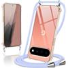 Coiwxmoi Cover per Google Pixel 11 Pro XL con Cordino,Trasparente Custodia con Laccio Tracolla Corda Catena Cinghia,Ultra Morbido Silicone TPU Antiurto Case per Google Pixel 11 Pro XL 6,8, Viola