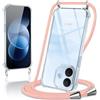 Coiwxmoi Cover per Xiaomi Redmi Note 17 Pro con Cordino,Trasparente Custodia con Laccio Tracolla Corda Catena Cinghia,Ultra Morbido Silicone TPU Antiurto Case per Xiaomi Redmi Note 17 Pro, Oro Rosa