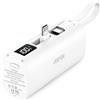 ASPOR A352 - Mini power bank da 5000 mAh, PD 20 W & QC 22,5 W, ricarica rapida, porta USB-C orientabile a 90°, cavo di ricarica integrato, display LCD e supporto per cellulare, nero/bianco (bianco)