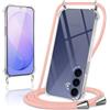 Coiwxmoi Cover per Samsung Galaxy S26 FE con Cordino,Trasparente Custodia con Laccio Tracolla Corda Catena Cinghia,Ultra Morbido Silicone TPU Antiurto Case per Samsung S26 FE 6,7, Oro Rosa