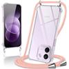 Coiwxmoi Cover per Xiaomi Redmi Note 17 Pro Max con Cordino,Trasparente Custodia con Laccio Tracolla Corda Catena Cinghia,Ultra Morbido Silicone TPU Antiurto Case, Oro Rosa