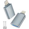 Zestiq Adattatore da Lightning a USB, Adattatore OTG iPhone,2 Pezzi,Grigio | Adattatore da Lightning Maschio a USB Femmina per iPhone 14 13 12 11 Pro Max, Flash USB, Mouse, Tastiera, Hub, Fotocamera