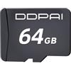 DDPAI Scheda di Memoria SD 64GB, Scheda SD A1, U3, V30, Classe 10, 4K Ultra HD Alta Velocità, Compatibile Con Dashcam, Smartphone, Tablet, Action Cam, Telecamera Di Sorveglianza