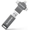 SUDEHO MFi - Chiavetta USB da 128 GB per iPhone, 4 in 1, in metallo, colore: nero
