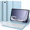 WALWALO Custodia con tastiera blu per Galaxy Tab A11+ Plus / A9+ Plus da 11 | QWERTZ, tastiera Bluetooth magnetica rimovibile, custodia posteriore in morbido TPU con portapenne