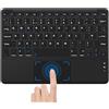 SOPPY Tastiera Bluetooth sottile con touchpad, tastiera wireless ricaricabile, multi-switch a 3 dispositivi, batteria 30H, layout UK, ultra-portatile per iPad/Android/Windows/laptop (nero)