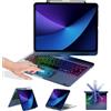 BABG Custodia con tastiera per iPad Air 33 cm (M3/M2) e iPad Pro 13 (M5/M4), iPad Pro 12,9 (6a/5a/4a/3a generazione) custodia con tastiera, girevole a 360°, touchpad, retroilluminato, ricarica a