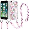 Yirlbey Trasparente Cover con Cordino per iPhone 7/8/SE 2020/SE 2022, Aesthetic Fiore Motivo Colorato Disegni Case, Robusto Silicone Custodia con Tracolla Collana Catena Antiurto per iPhone SE 4,7