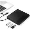 Reagle Lettore DVD Esterno USB-C/A, Masterizzatore CD DVD RW Portatile per PC Laptop MacBook, Unità Ottica Esterna con Hub, Lettore SD microSD, 3.2 Gen 1 5Gbps, Plug & Play