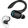 LEVMEK Auricolare vivavoce Bluetooth 5.2 Mono con microfono e cancellazione del rumore, gancio a 360° orecchio destro, 20h autonomia, ricarica 1,5h per iPhone Android PC ufficio guida