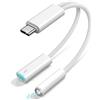 Qhpbuy Cavo Aux, adattatore USB C Jack RCA a jack da 3,5 mm, adattatore 2 in 1 di tipo C Ricarica per cuffie da 60 W Ricarica rapida per iPhone 17/16/15, per Samsung S24 / S23 Ultra