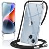 Kilbnom Cover per iPhone 14 Plus con Cordino, Trasparente Custodia con Laccio Tracolla Cellulare Girocollo Collana Corda Catena Cinghia,Ultra Morbido Silicone TPU Antiurto Case per iPhone 14 Plus,Nero
