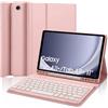 WALWALO Custodia con tastiera rosa per Galaxy Tab A11+ Plus / A9+ Plus da | QWERTZ, tastiera Bluetooth magnetica rimovibile, custodia posteriore in morbido TPU con portapenne