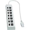 KiraKira Hub USB 7 porte con interruttori USB 2.0 Splitter adattatore per laptop PC desktop trasferimento dati bianco 30 cm