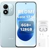 XIAOMI Redmi Note 17 5G, Smartphone 6+ 128 GB, batteria massiccia da 7700 mAh, IP65, fotocamera da 50 MP, display AMOLED da 6,99, Sky Teal, incluso caricabatterie da 67 W, cuffie