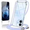 Coiwxmoi Cover per Xiaomi Redmi Note 17 Pro con Cordino,Trasparente Custodia con Laccio Tracolla Corda Catena Cinghia,Ultra Morbido Silicone TPU Antiurto Case per Xiaomi Redmi Note 17 Pro, Viola